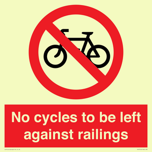 No cycles to be left against railings